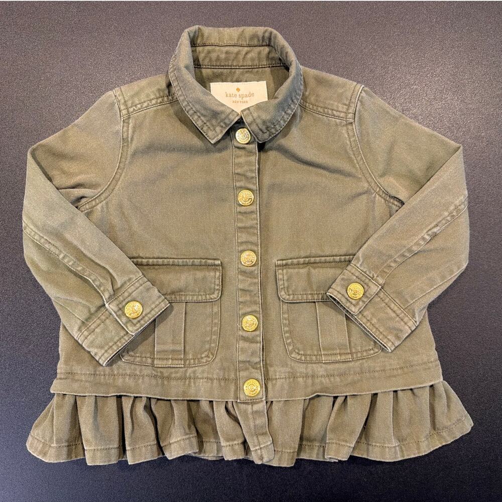 Kate Spade Toddler Girl Peplum Utility Jacket, Green, Toddler Girl 24 Months